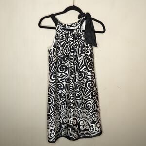 White House Black Market Satin Halter Dress Floral Geometric